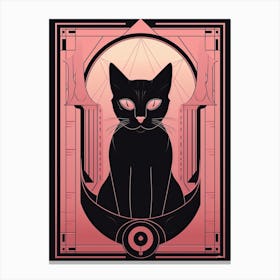 The Judgment Tarot Card, Black Cat In Pink 3 Canvas Print