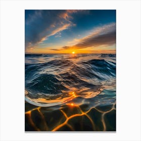 Sunset Over The Ocean -Reimagined 1 Canvas Print