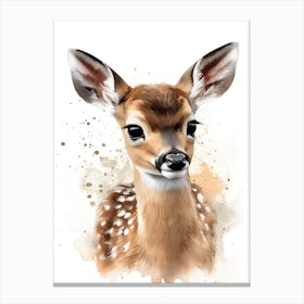 Baby Deer Watercolour Nursery 7 Canvas Print