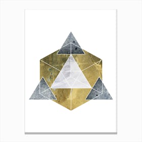 Gold and Grey Abstract Pyramid Canvas Print