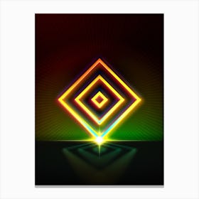 Neon Geometric Glyph Abstract in Watermelon Green and Red on Black n.0200 Canvas Print