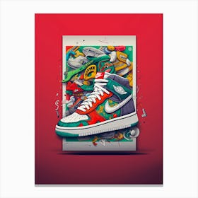 Jordan 1 Red Green Purple Nike Sneakers Painting Poster Canvas Print