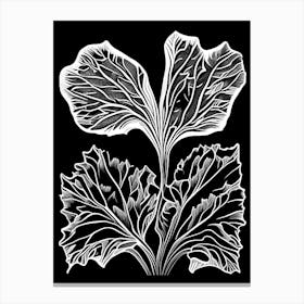Watercress Leaf Linocut Canvas Print
