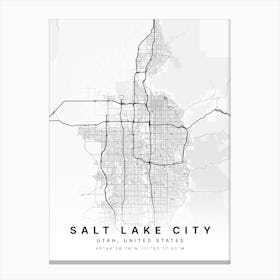 Salt Lake City Utah USA White Map Canvas Print