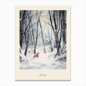 Winter Watercolour Fox 4 Poster Canvas Print