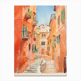 Venice, Italy Watercolour Streets 3 Canvas Print