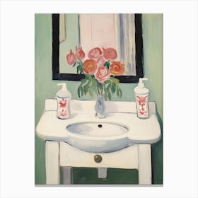 Bathroom Vanity Painting With A Rose Bouquet 4 Canvas Print