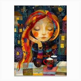 Girl With A Cup Of Coffee Canvas Print