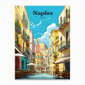 Naples Italy Summer Travel Art Illustration Canvas Print