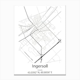 Ingersoll,Canada Minimalist Map Canvas Print