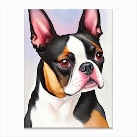 Boston Terrier 3 Watercolour dog Canvas Print
