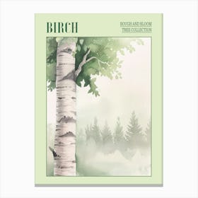 Birch Tree Atmospheric Watercolour Painting 1 Poster Canvas Print