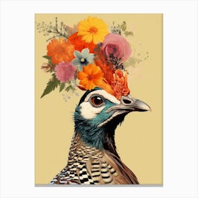 Bird With A Flower Crown Pheasant 3 Canvas Print