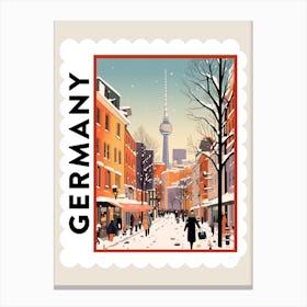 Retro Winter Stamp Poster Berlin Germany Canvas Print