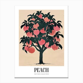 Peach Tree Colourful Illustration 3 Poster Canvas Print