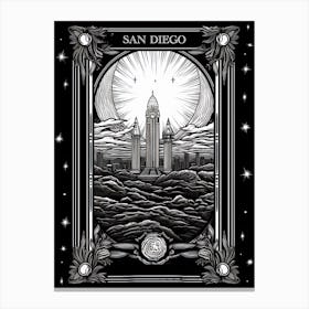 San Diego, United States, Tarot Card Travel  Line Art 3 Canvas Print