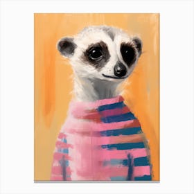 Playful Illustration Of Meerkat For Kids Room 3 Canvas Print