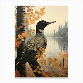 Dark And Moody Botanical Loon 1 Canvas Print