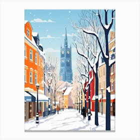 Retro Winter Illustration Cologne France Canvas Print