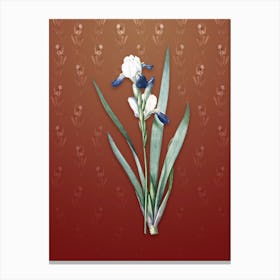 Vintage Tall Bearded Iris Botanical on Falu Red Pattern n.0028 Canvas Print