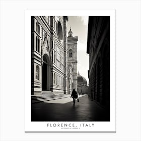 Poster Of Florence, Italy, Black And White Analogue Photograph 4 Canvas Print