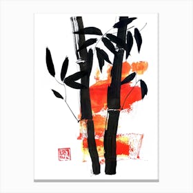 Bamboo In Red Canvas Print