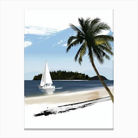 Sailboat On The Beach 1 Canvas Print