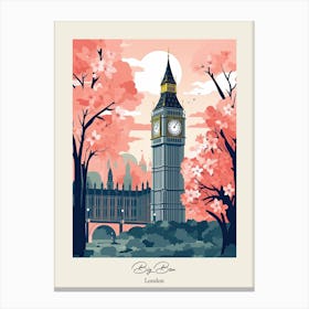 Big Ben, London   Cute Botanical Illustration Travel 5 Poster Canvas Print
