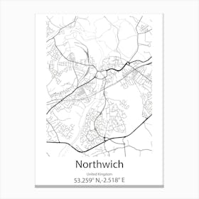 Northwich,United Kingdom Minimalist Map Canvas Print