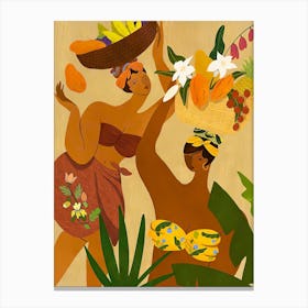 Two Women With Baskets Of Fruit Canvas Print