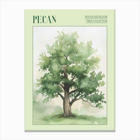Pecan Tree Atmospheric Watercolour Painting 4 Poster Canvas Print