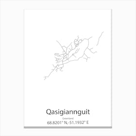 Qasigiannguit,Greenland Minimalist Map Canvas Print