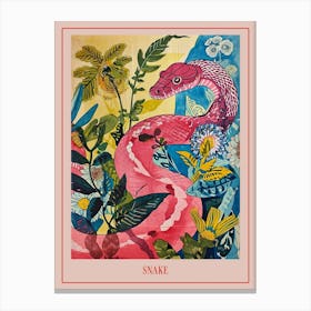 Floral Animal Painting Snake 4 Poster Canvas Print