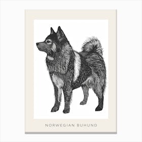 Norwegian Buhund Dog Line Sketch Poster Canvas Print