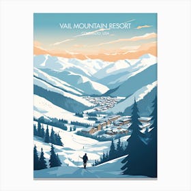 Poster Of Vail Mountain Resort   Colorado, Usa, Ski Resort Illustration 3 Canvas Print