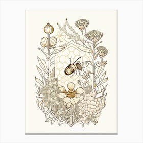 Beehive With Flowers 9 Vintage Canvas Print