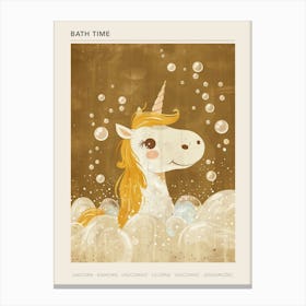 Unicorn In The Bubble Bath Mocha Muted Pastels 2 Poster Canvas Print
