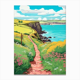 Pembrokeshire Coast Wales 4 Hike Illustration Canvas Print