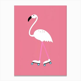 Flamingo On Skateboard Canvas Print