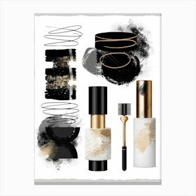 Black And Gold Makeup Set Canvas Print