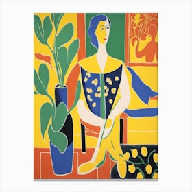 Woman In Yellow And Blue Matisse Style Canvas Print