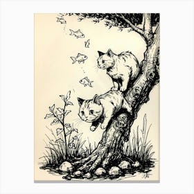 Two Cats In A Tree Canvas Print