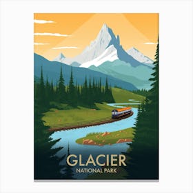 Glacier National Park Vintage Travel Poster 3 Canvas Print
