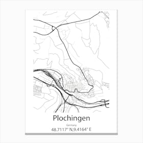 Plochingen,Germany Minimalist Map Canvas Print