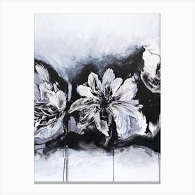 White And Black Flowers 2 Painting Canvas Print