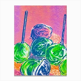 Brussels Sprouts Risograph Retro Poster vegetable Canvas Print