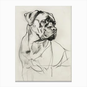 Boxer Dog Charcoal Line Canvas Print