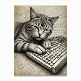 Cat On Keyboard Canvas Print