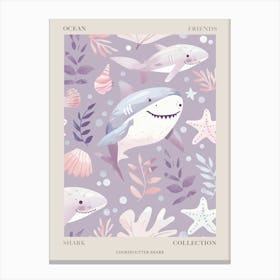 Purple Cookiecutter Shark Illustration 2 Poster Canvas Print