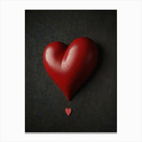 Red Heart On Black Background Canvas Print